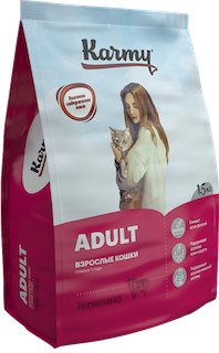 Adult Cat, Сухой корм для взрослых кошек с телятиной, Karmy, 1500 g